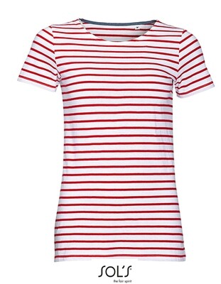 Damen Round Neck Striped T-Shirt Miles