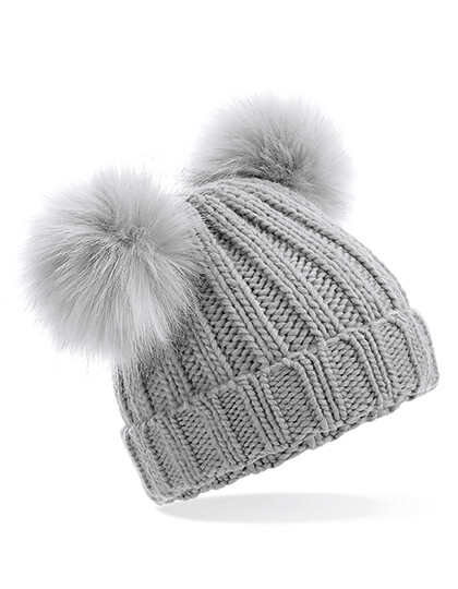 Infant Faux Fur Double Pom Pom Beanie