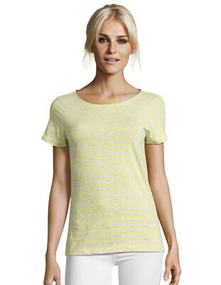 Damen Round Neck Striped T-Shirt Miles