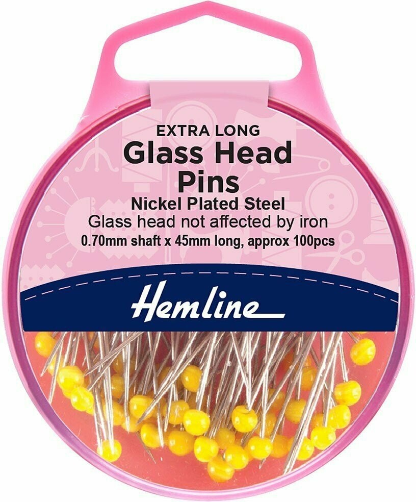 Extra Long Glass Headed Pins - Hemline