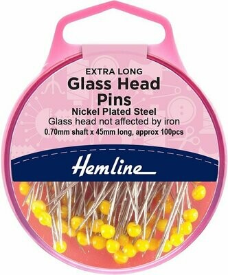 Extra Long Glass Headed Pins - Hemline