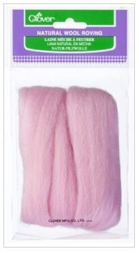 Natural Wool Roving - Pink - Clover