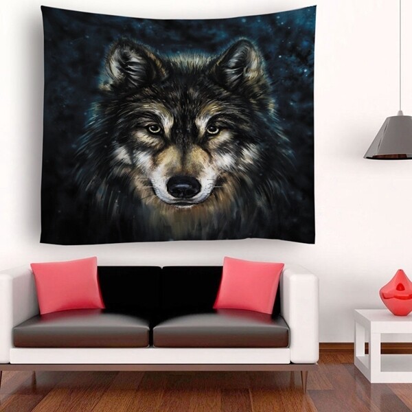 Retro Wolf Tapestry