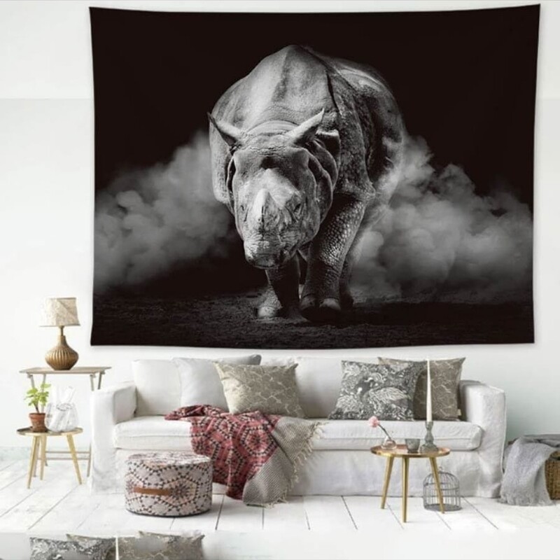 Retro Rhino Tapestry