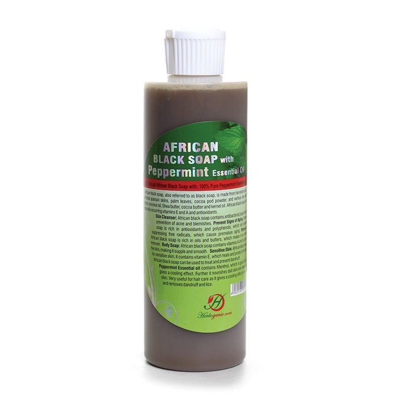 Liquid African Black Soap with Peppermint Essential Oil