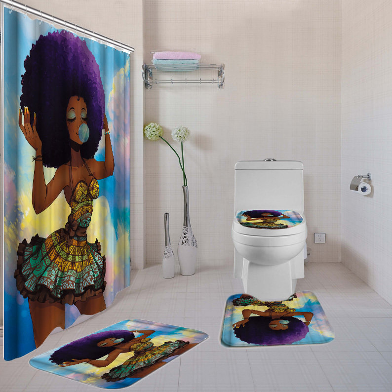 4-piece  Bathroom Set (Purple Black Girl Magic )