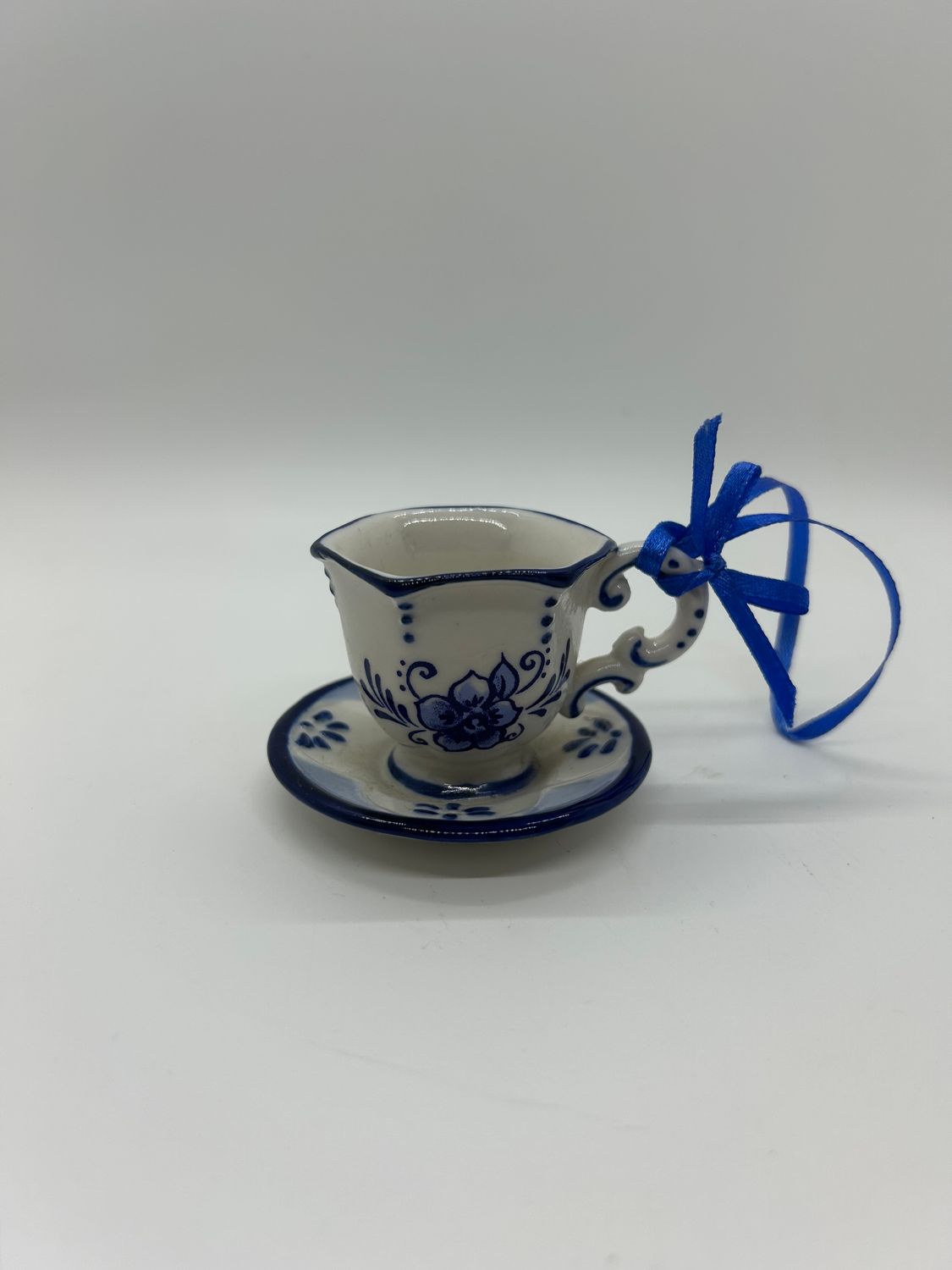 Kurt Adler Delft Blue Cup and Saucer Ornament