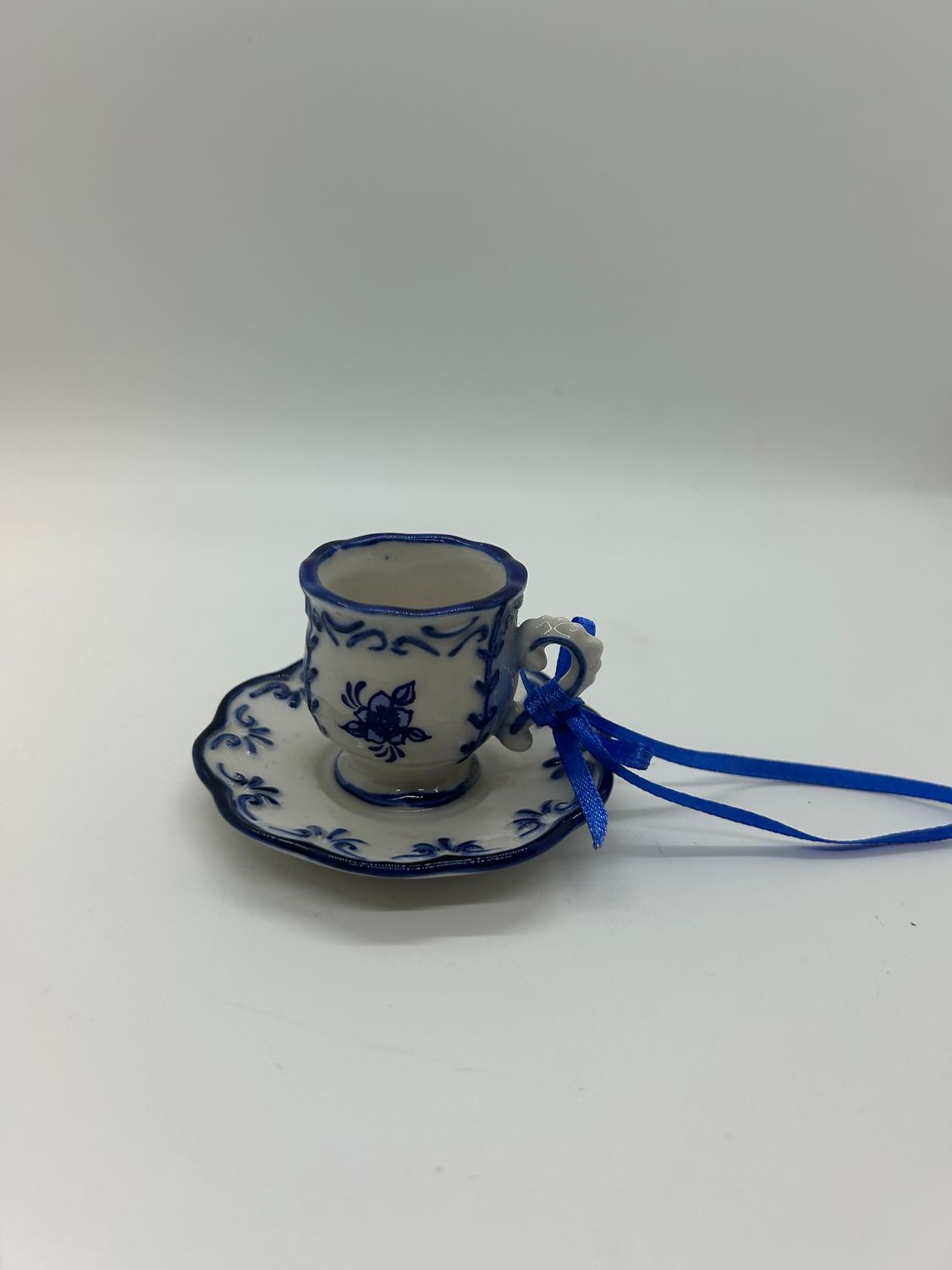 Kurt Adler Delft Blue Cup and Saucer Ornament