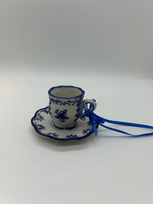 Kurt Adler Delft Blue Cup and Saucer Ornament