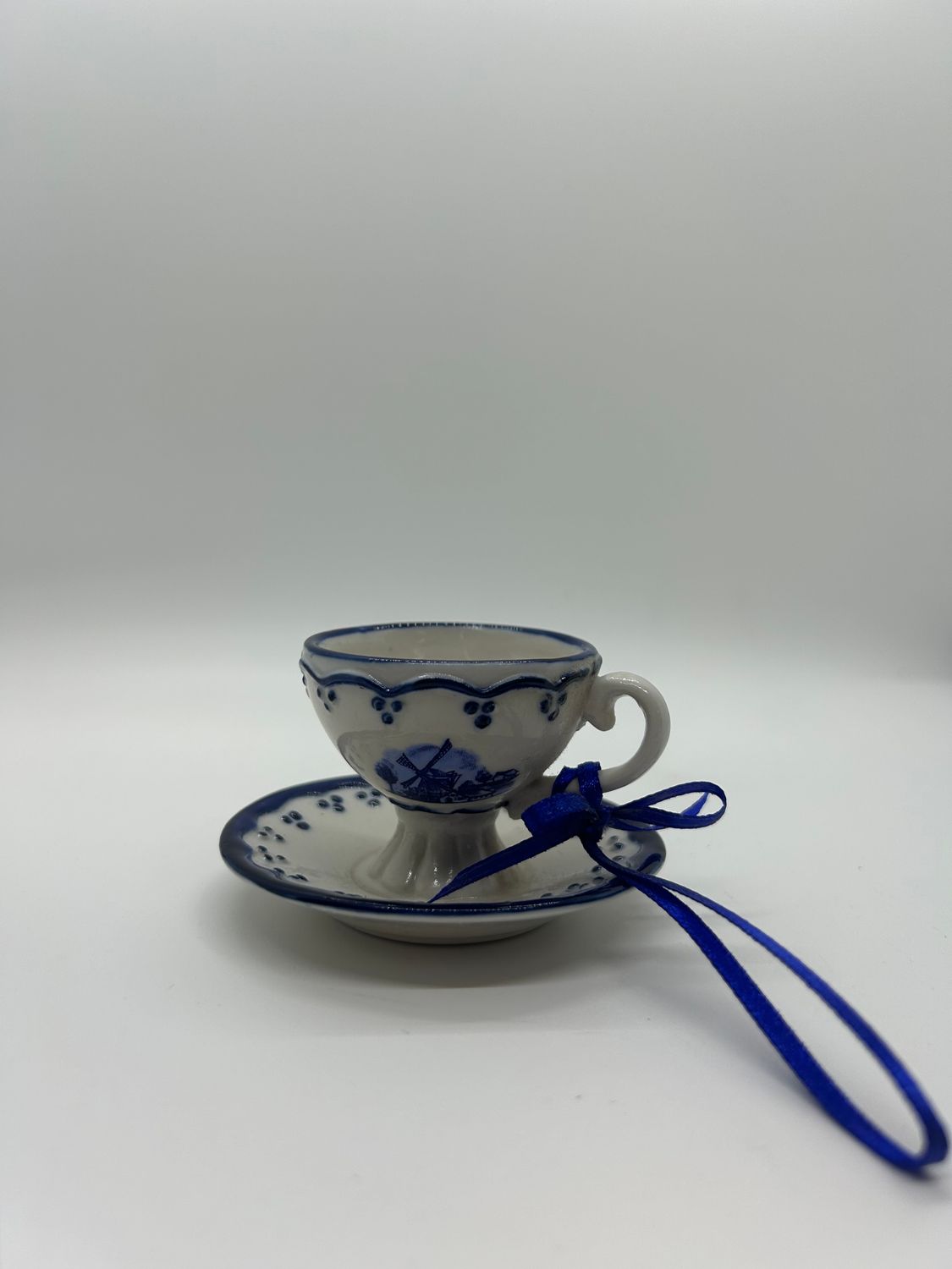 Kurt Adler Delft Blue Cup and Saucer Ornament