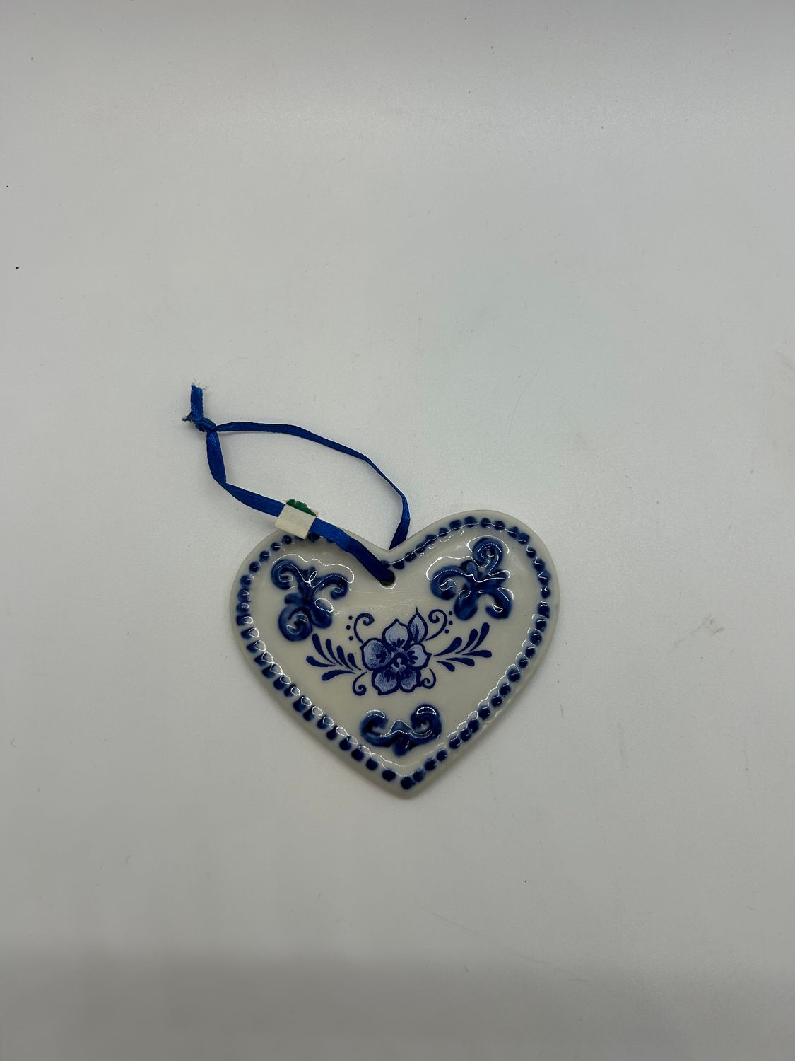 Kurt Adler Delft Blue Porcelain Heart Ornament