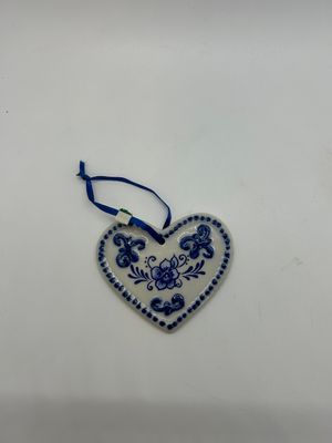 Kurt Adler Delft Blue Porcelain Heart Ornament