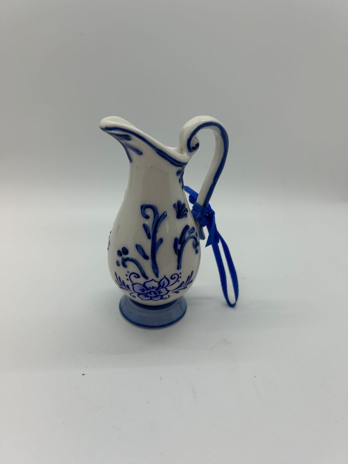 Kurt Adler Delft Blue Porcelain Pitcher Ornament