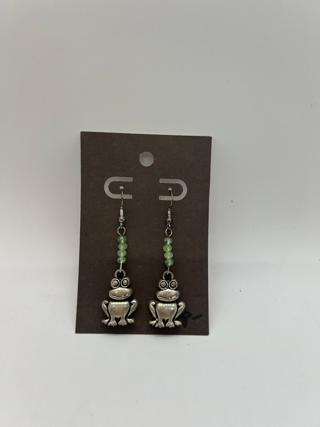 Handmade Silver Frog Beaded Earrings