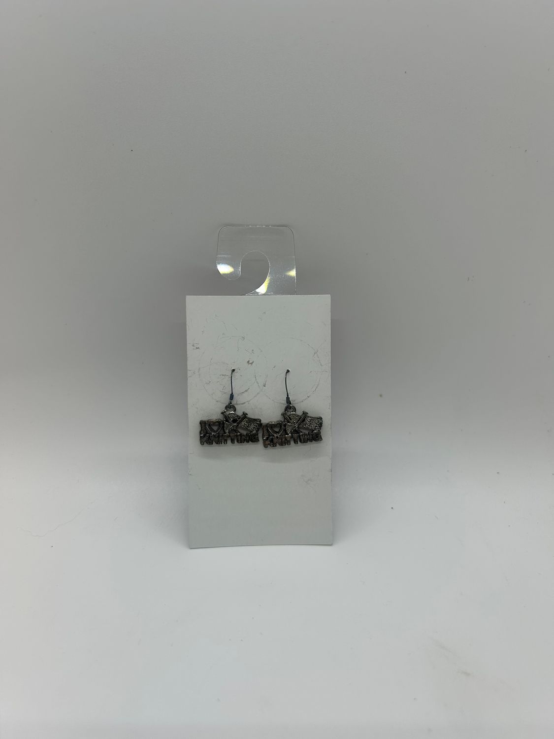 Handmade &#39;I love knitting&#39; Drop Earrings