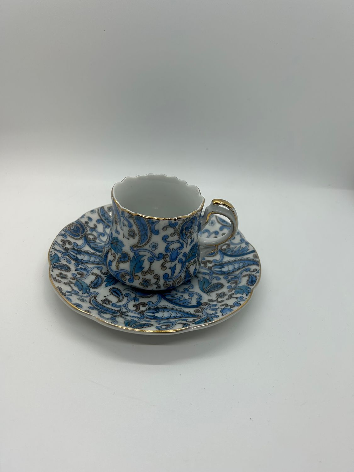 Lefton Blue Paisley Demitasse + Saucer set