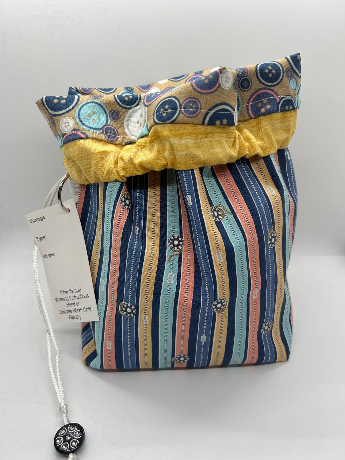 Box Bottom/Pull String Project Bag - Reversible