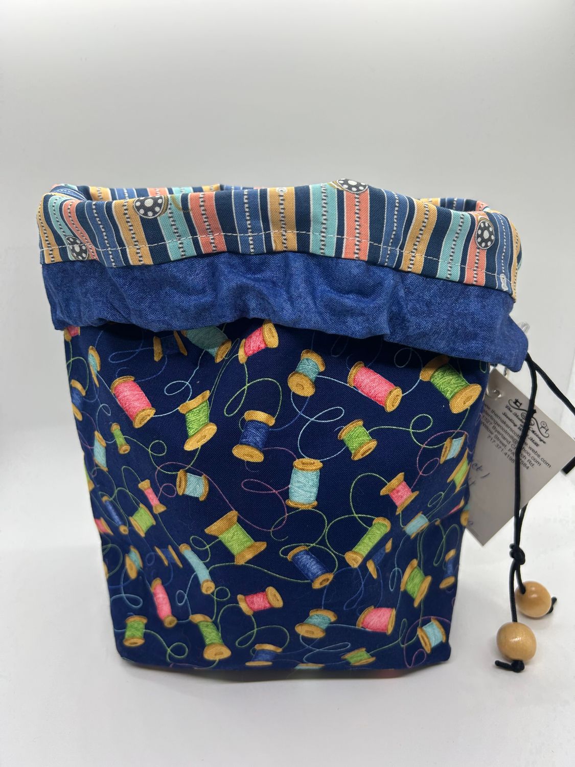 Box Bottom/Pull String Project Bag - Reversible