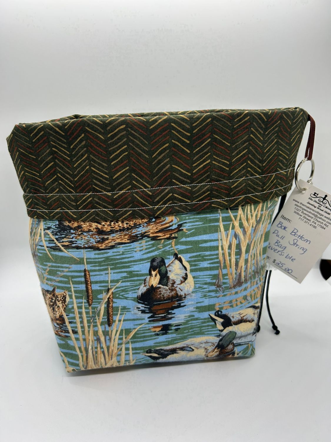 Box Bottom/Pull String Project Bag - Reversible