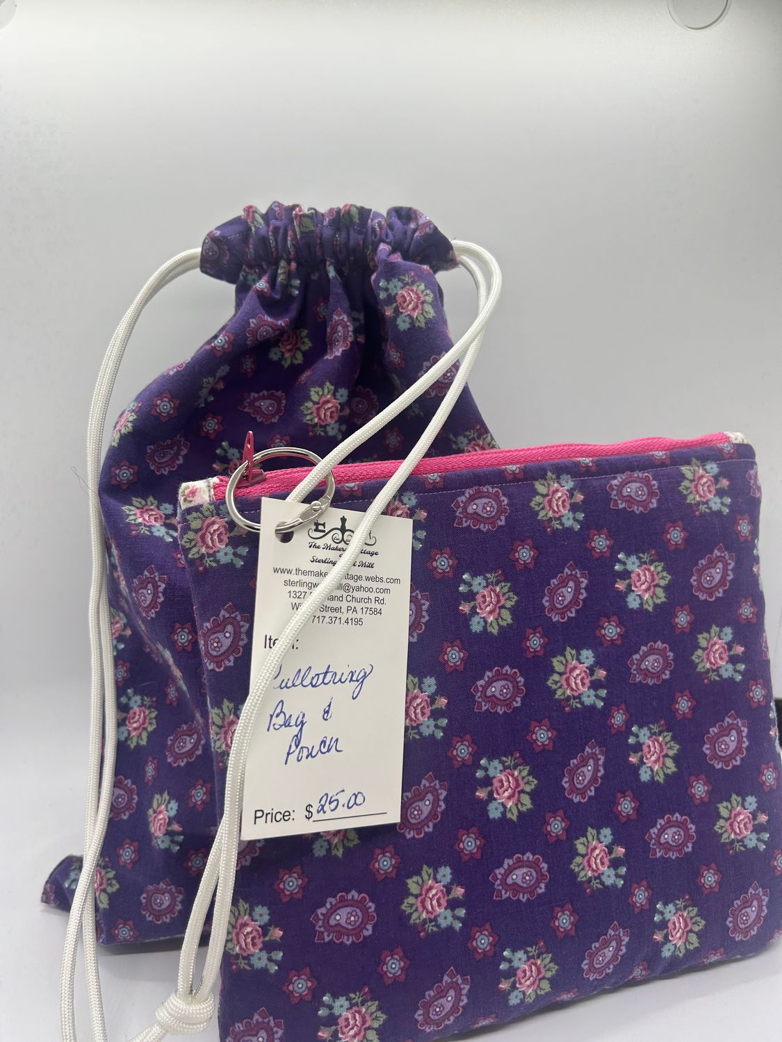 Matching Drawstring Pouch + Zipper bag