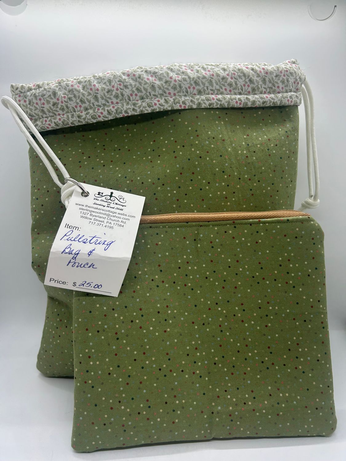 Matching Drawstring Pouch + Zipper bag