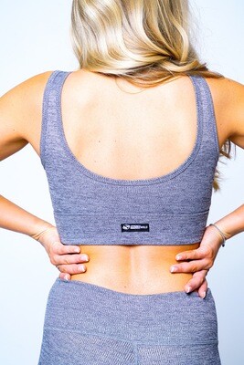 Women's Sports Bra - Gray Ribbed Women's Sports Bra - Gray Ribbed