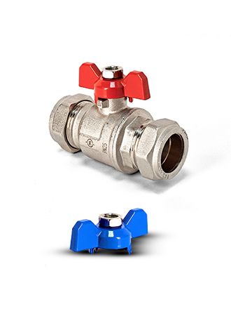 Intatec 28mm Butterfly Ball Valve with Red &amp; Blue Handle