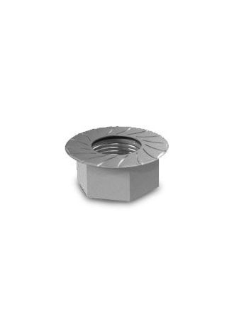 K2 Hexagon flange nut with serration. Screw thread: M8