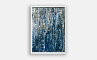 Blue hue rain original art on canvas