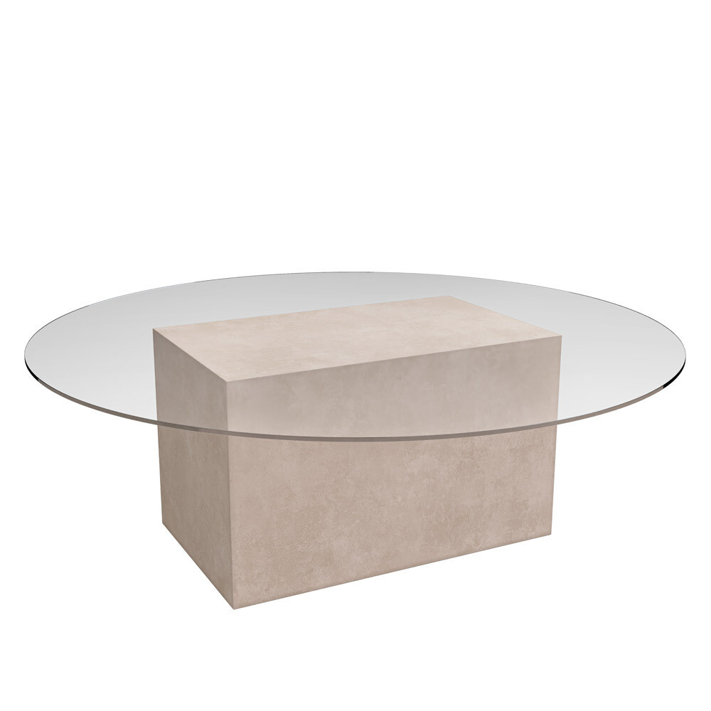 Sirena Concrete coffee table with round glass top - Sand