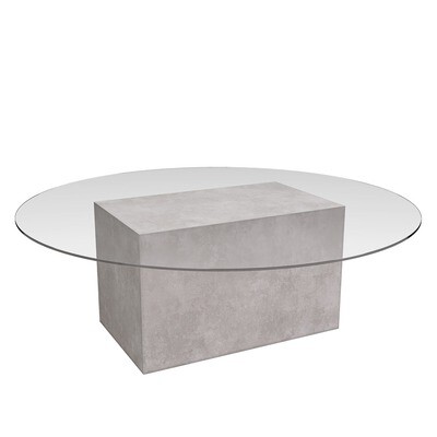 Sirena Concrete coffee table with round glass top - Stone grey