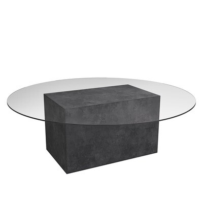 Sirena Concrete coffee table with round glass top - Charcoal