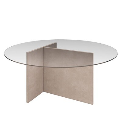 Demi T Shape Concrete coffee table with glass top  - Sand