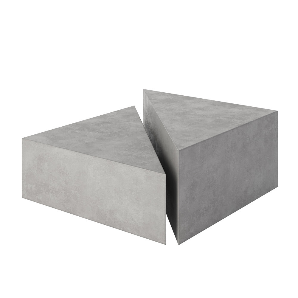 Calypso Sculptural 2 piece triangle concrete coffee table - Stone grey