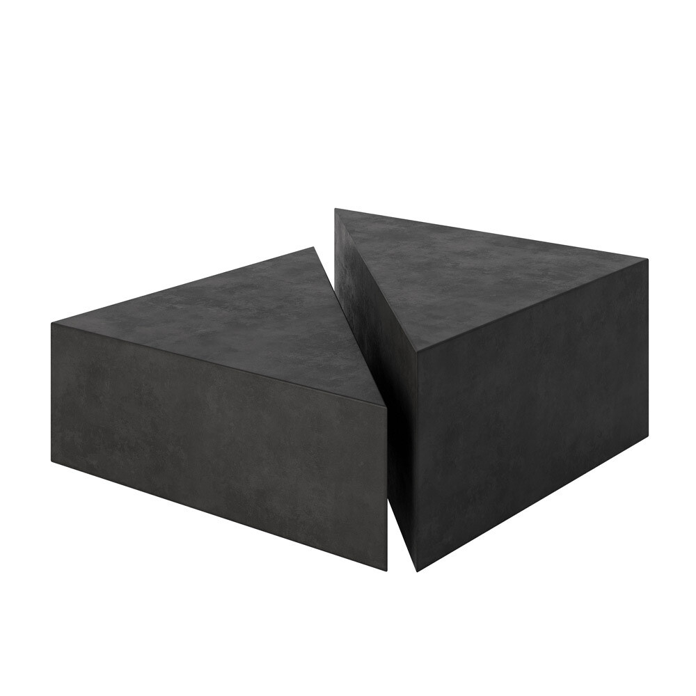 Calypso Sculptural 2 piece triangle concrete coffee table - Charcoal