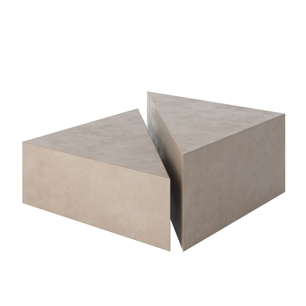 Calypso Sculptural 2 piece triangle concrete coffee table - Sand