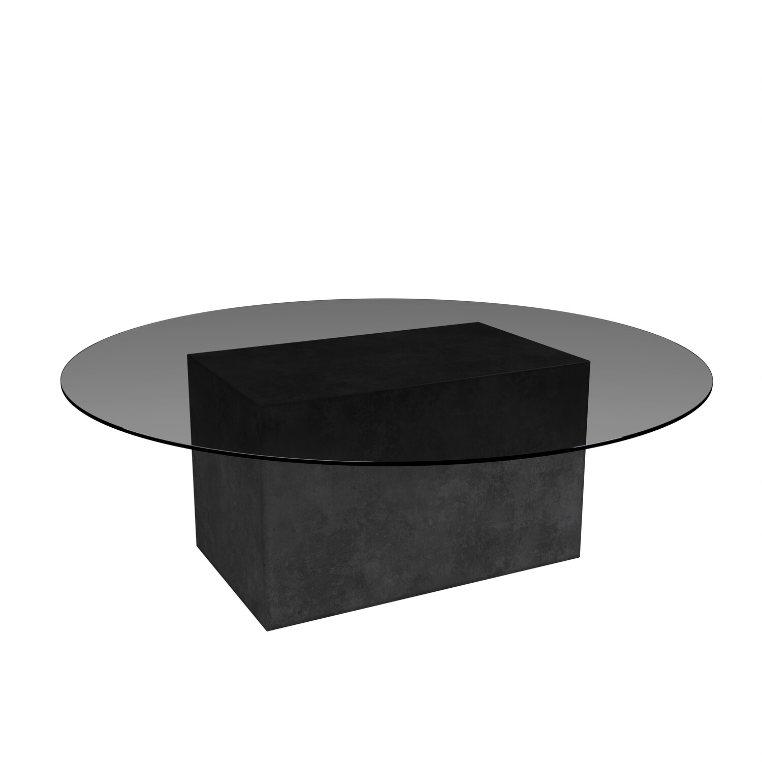 Sirena Concrete coffee table with round smoked glass top - Charcoal