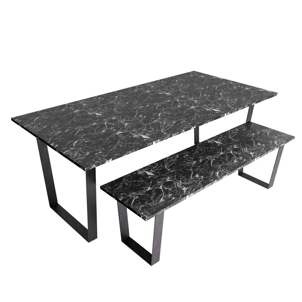 Theo Black marble stone style dining table
