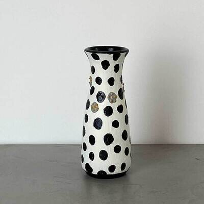 Polka dot hand painted vase (size small)
