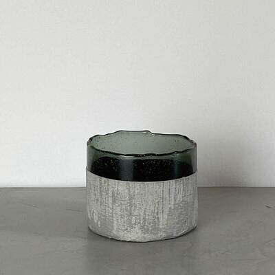 Smoked glass and grey concrete plant pot