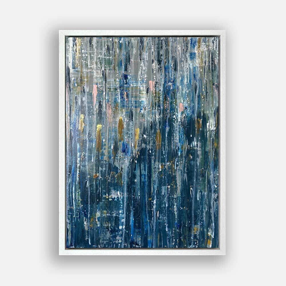 Blue hue rain original art on canvas