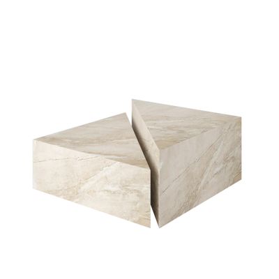 Calypso Sculptural 2 piece triangle concrete coffee table - Beige - Marble Breccia Sarda