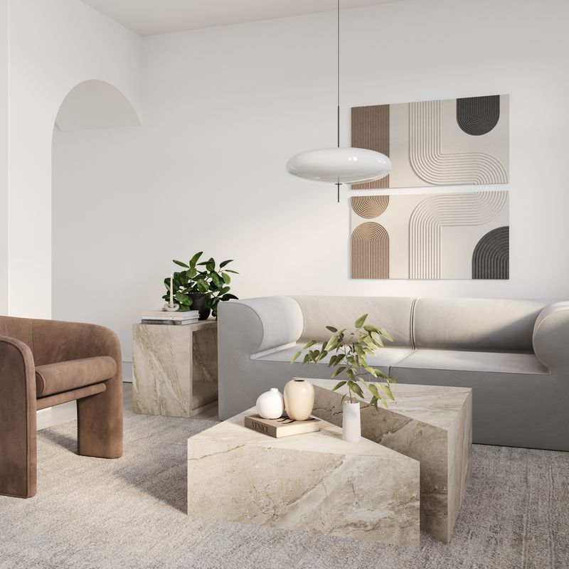 Calypso Sculptural Triangle Coffee Table - Marble Breccia Sarda
