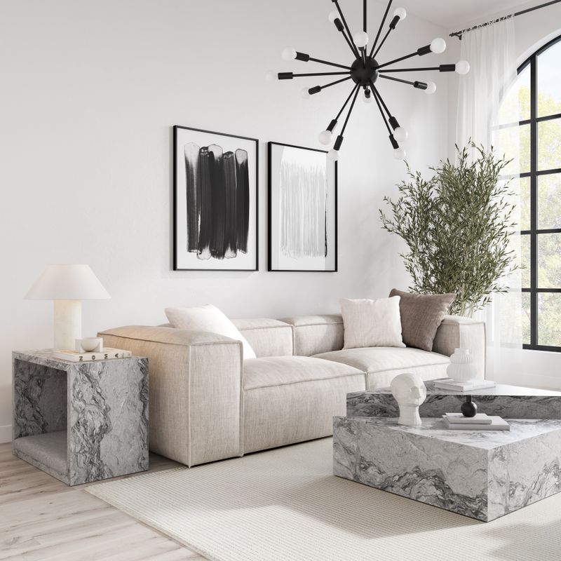 Calypso Sculptural Triangle Coffee Table - Viscount White Granite