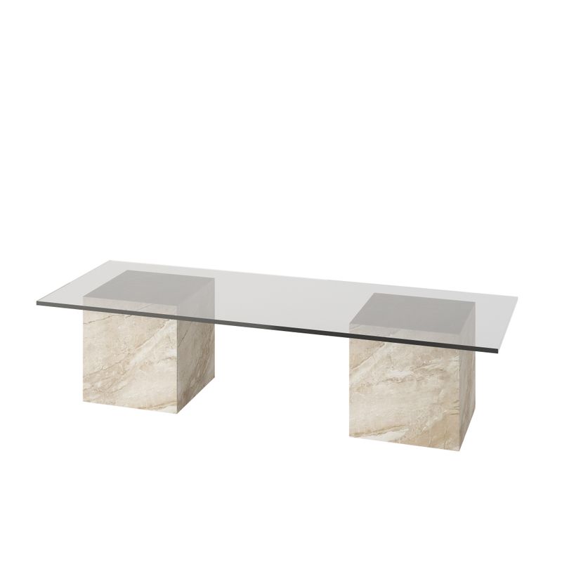Mawi glass coffee table- Beige - Marble Breccia Sarda