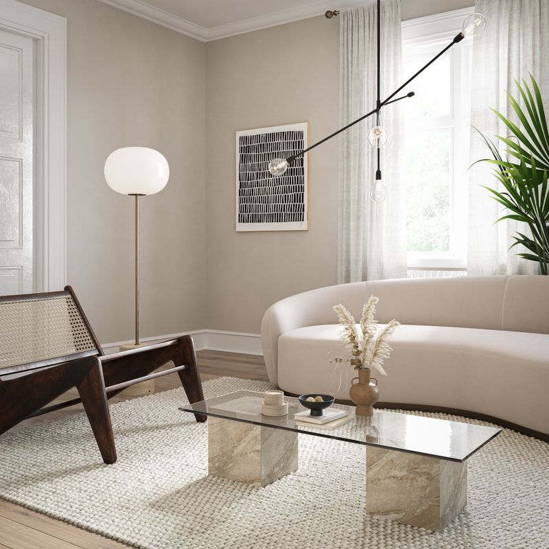 Mawi glass coffee table- Beige - Marble Breccia Sarda