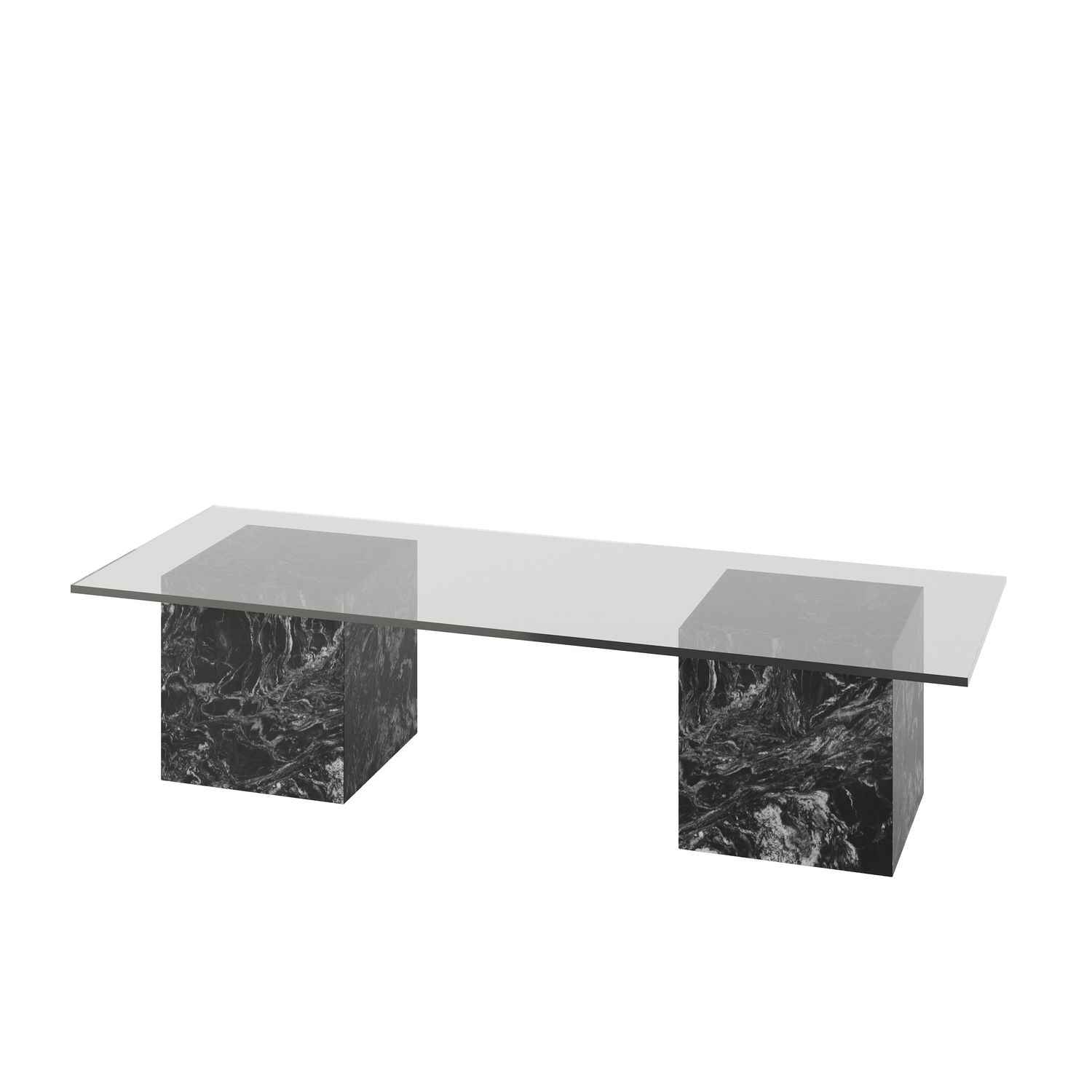 Mawi glass coffee table- Black - Granite Forest Black
