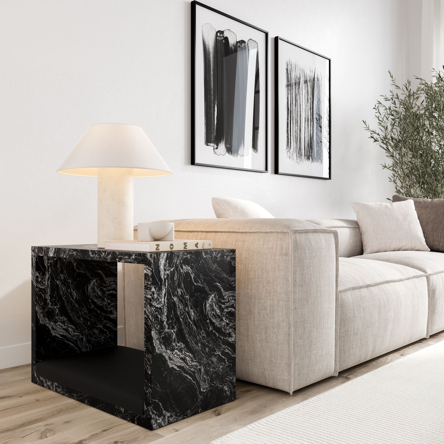 Carley Frame Coffee table- Black- Granite Forest Black