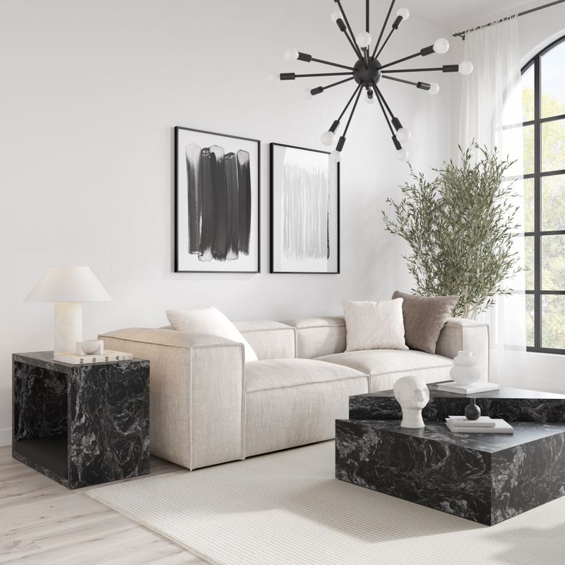 Carley Frame Coffee table- Black- Granite Forest Black