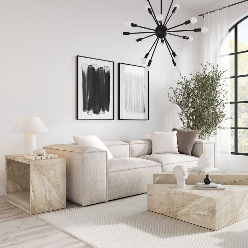 Carley Frame Coffee table- Beige - Marble Breccia Sarda